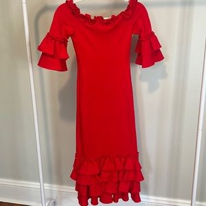Red midi dress